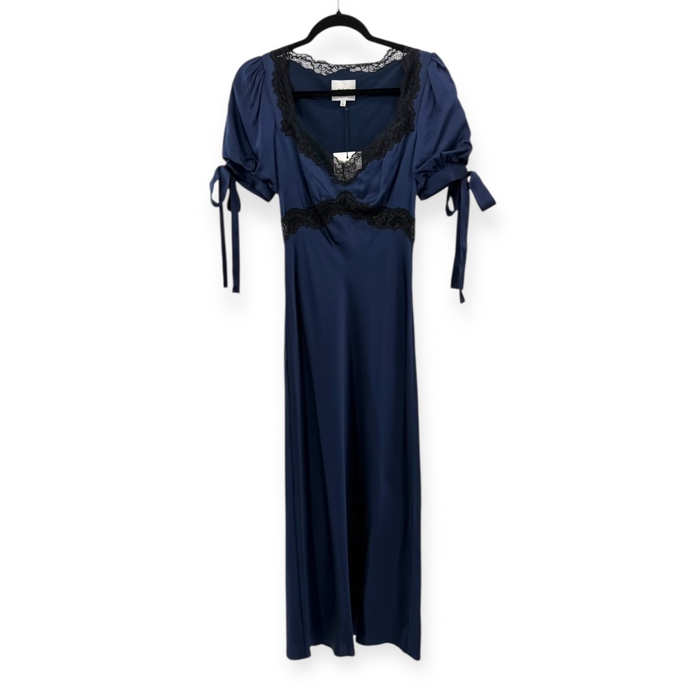 NWT Reformation x Kacey Musgraves Stella Silk Dress in Navy $348 - Size 2 - Picture 5 of 16